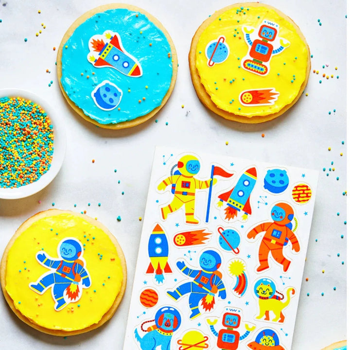 SPACE EDIBLE STICKERS FOR BAKING Make Bake Baking Bonjour Fete - Party Supplies