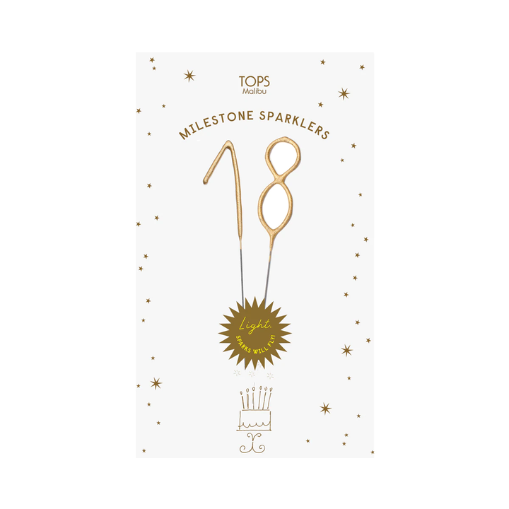 MILESTONE NUMBER SPARKLER CARD - 40 TOPS MALIBU Sparkler Bonjour Fete - Party Supplies