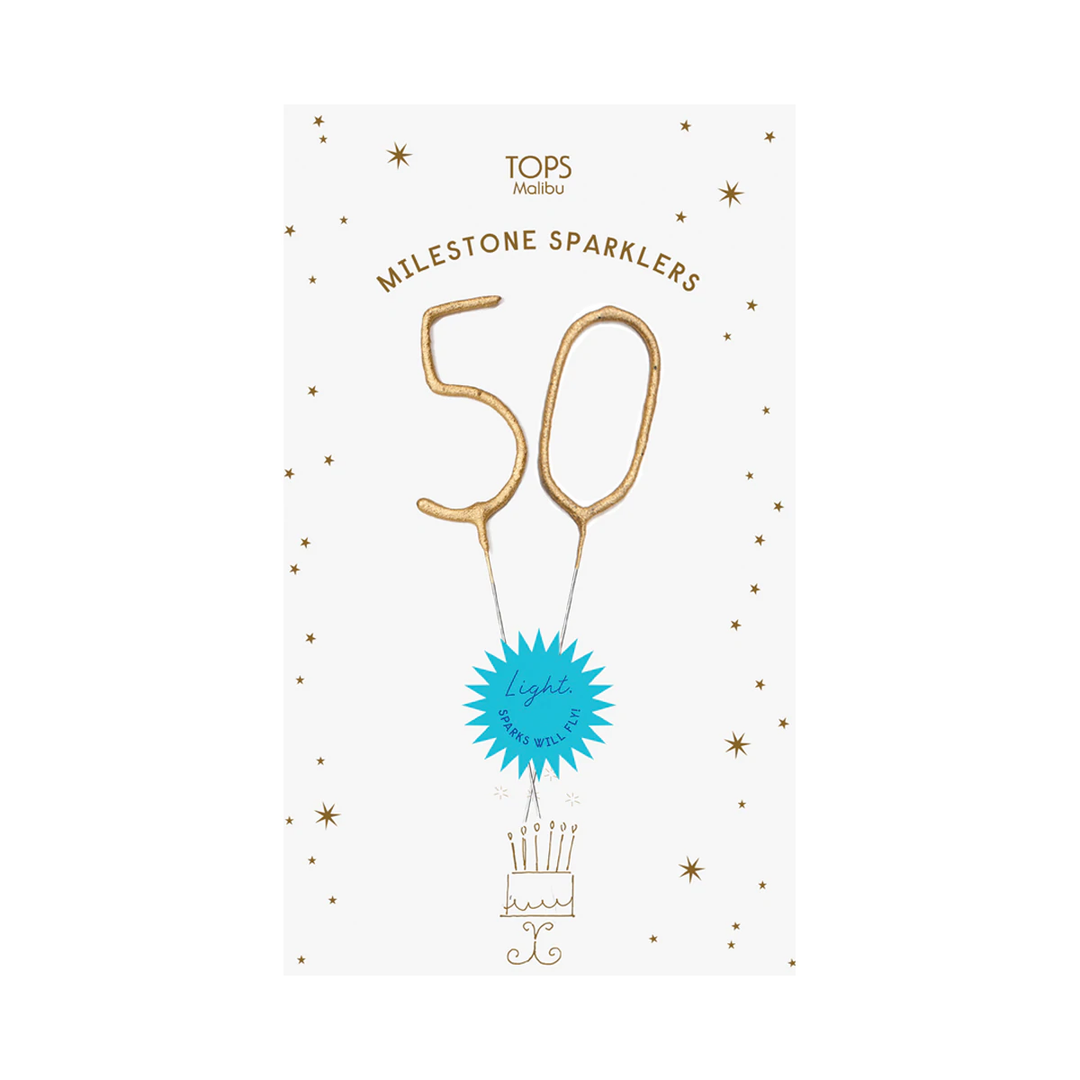 MILESTONE NUMBER SPARKLER CARD - 40 TOPS MALIBU Sparkler Bonjour Fete - Party Supplies