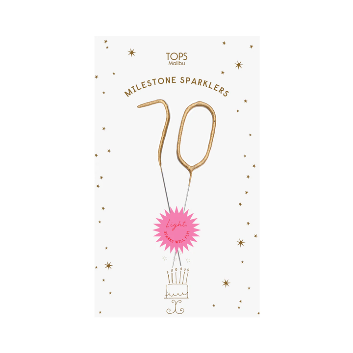MILESTONE NUMBER SPARKLER CARD - 40 TOPS MALIBU Sparkler Bonjour Fete - Party Supplies