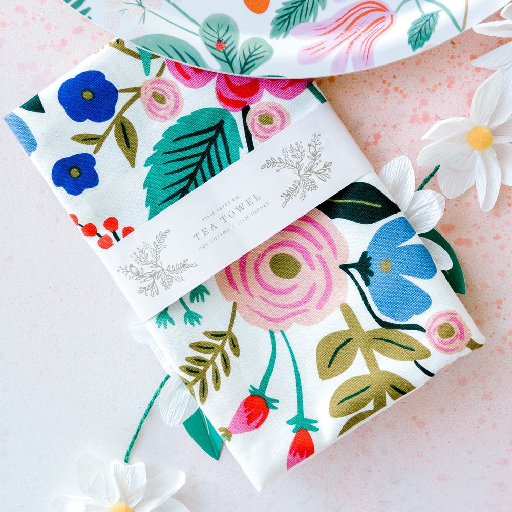 TEA TOWEL - FLORAL VINES BY RIFLE PAPER CO. Rifle Paper Co. Kitchenware Bonjour Fete - Party Supplies