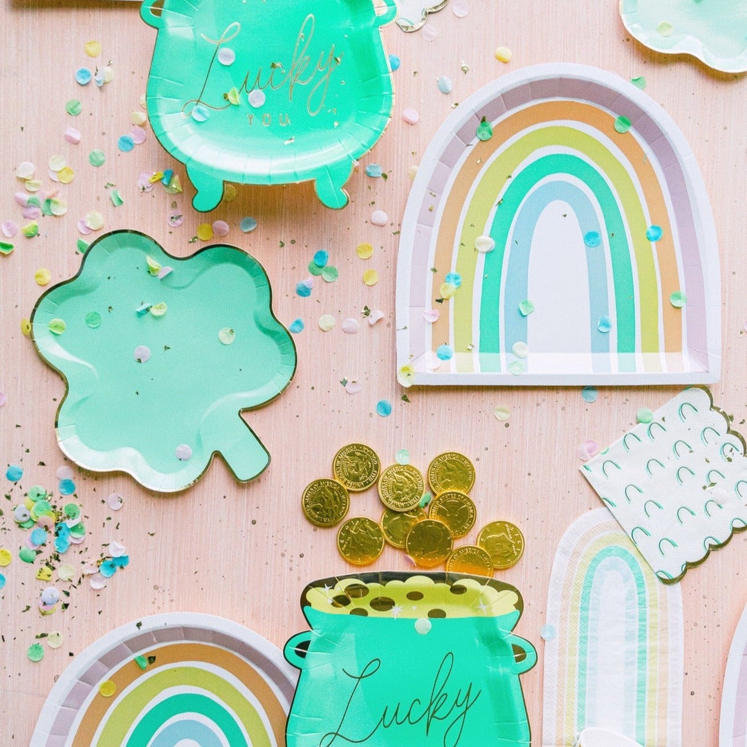 PASTEL CLOVER SHAPED PLATES My Mind’s Eye Plates Bonjour Fete - Party Supplies
