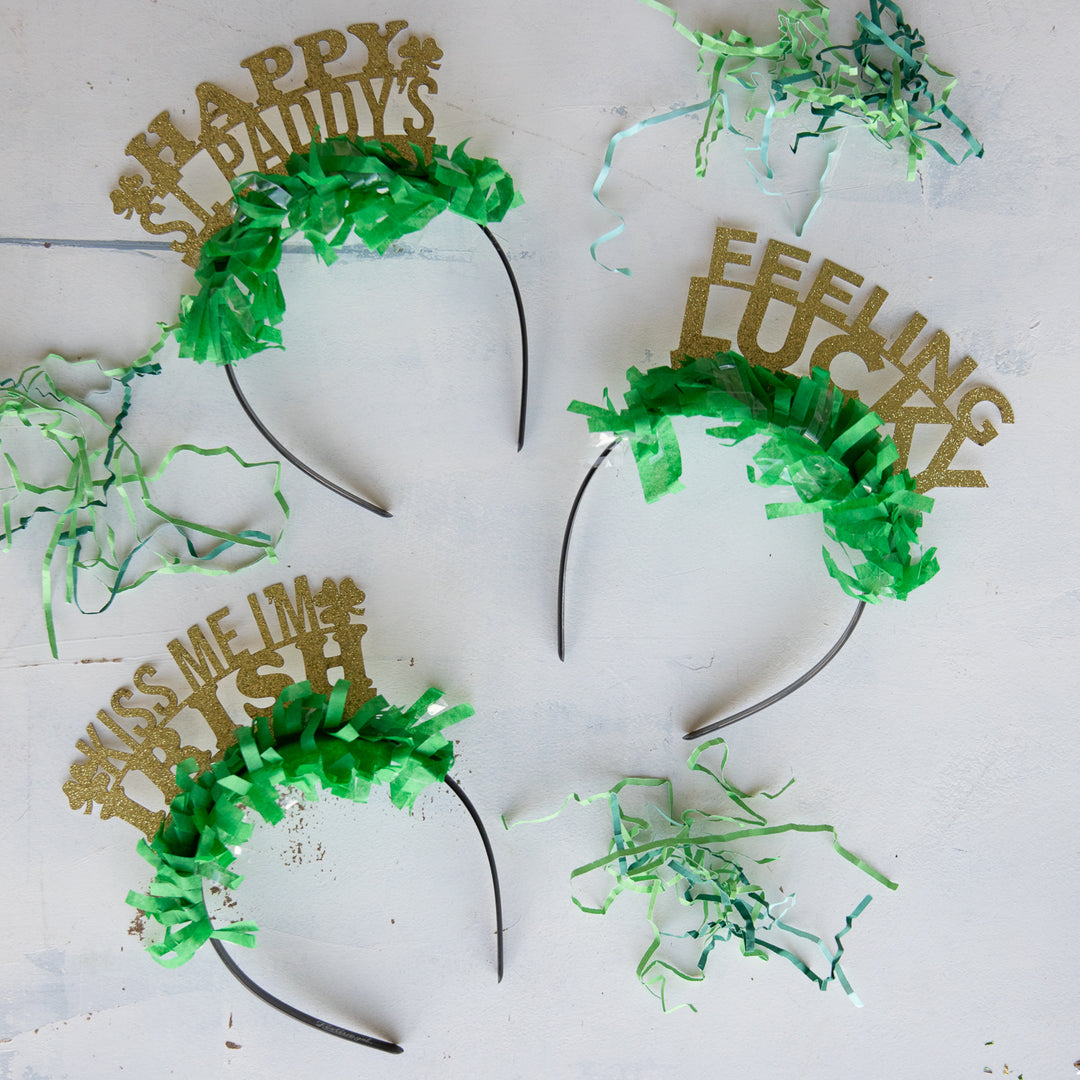 FEELING LUCKY ST. PATRICKS DAY PARTY HEADBAND - GOLD/GREEN Festive Gal St. Patrick's Day Bonjour Fete - Party Supplies