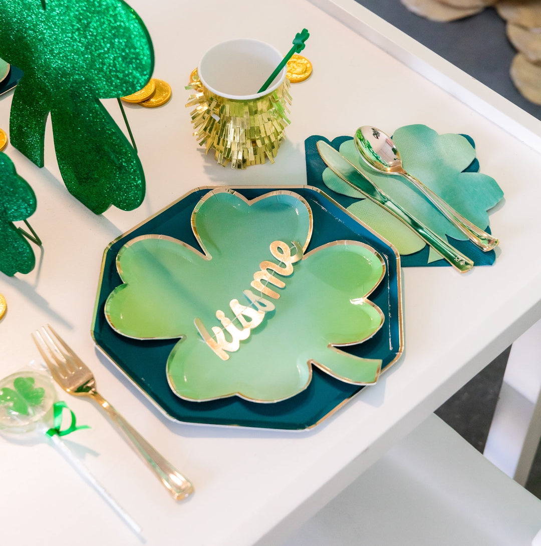 CLOVER LEAF PLATES Meri Meri St. Patrick's Day Bonjour Fete - Party Supplies