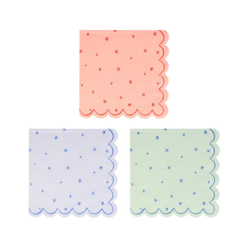 STAR PATTERN NAPKINS Meri Meri Napkins Small Bonjour Fete - Party Supplies