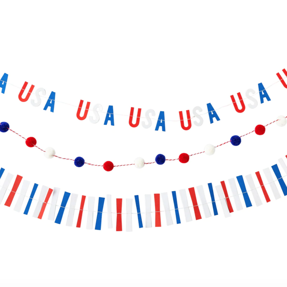 STARS AND STRIPES TICKER TAPE MINI BANNER SET Bonjour Fête  Bonjour Fete - Party Supplies