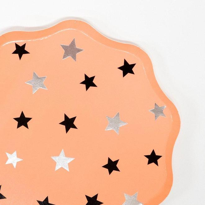 PASTEL HALLOWEEN STAR PATTERN PLATES Meri Meri Halloween Tableware Bonjour Fete - Party Supplies