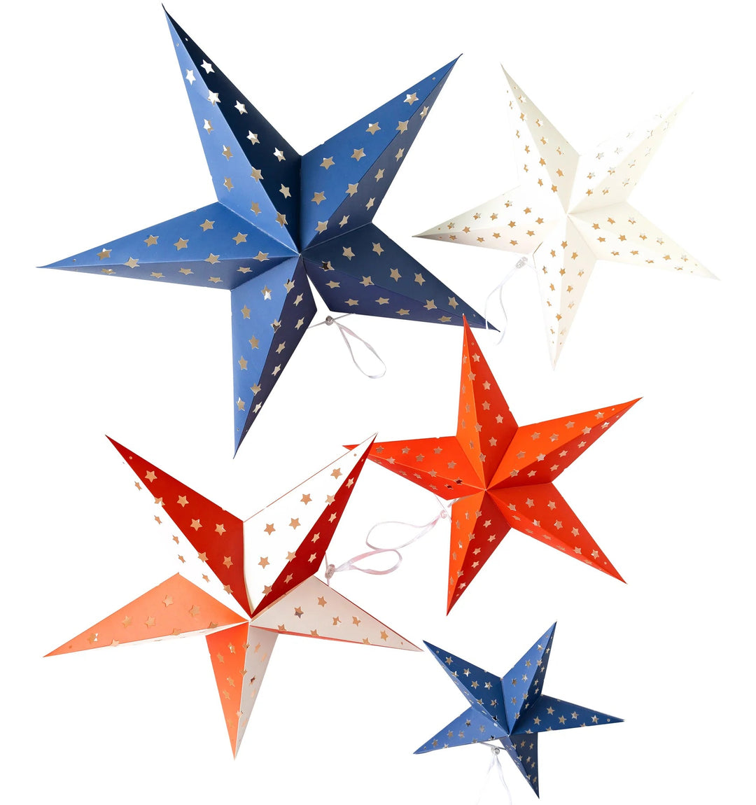 STARS & STRIPES DECORATIVE HANGING STARS My Mind’s Eye 0 Faire Bonjour Fete - Party Supplies