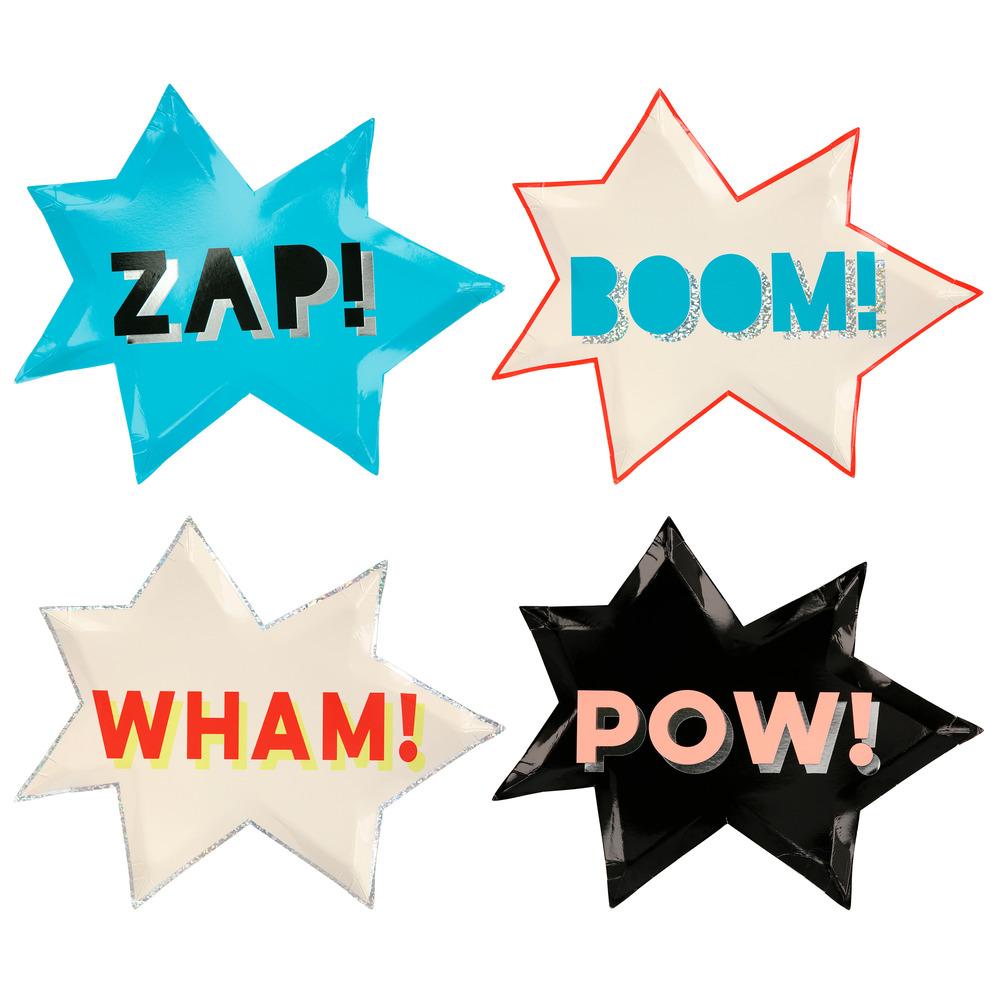 SUPERHERO PLATES Meri Meri Plates Bonjour Fete - Party Supplies