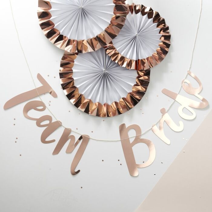 ROSE GOLD TEAM BRIDE BANNER Ginger Ray UK Garlands & Banners Bonjour Fete - Party Supplies