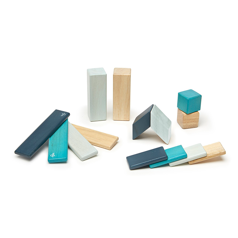 SMALL BLUE SET OF MAGNETIC WOODEN BLOCKS BY TEGU Tegu Toy Bonjour Fete - Party Supplies