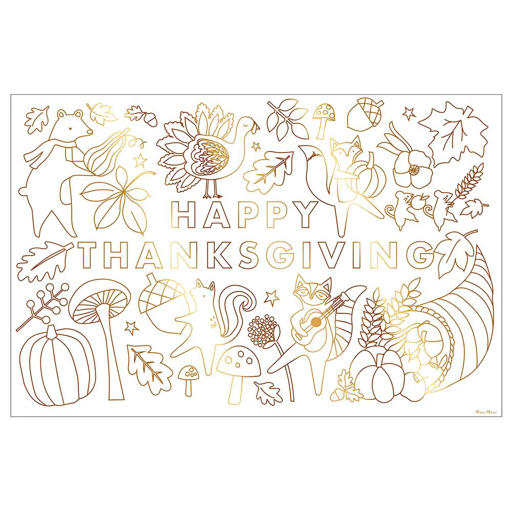 THANKSGIVING COLORING POSTERS Meri Meri Thanksgiving Favors Bonjour Fete - Party Supplies