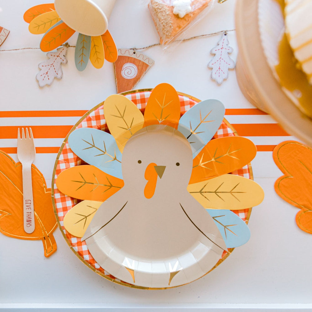 Harvest Turkey Shaped Plates Bonjour Fete Party Supplies Thanksgiving Party Supplies