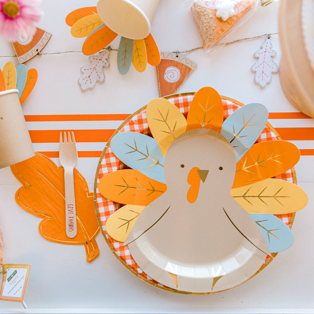 HARVEST RUST STRIPED PAPER TABLE RUNNER My Mind’s Eye Thanksgiving Party Supplies Bonjour Fete - Party Supplies