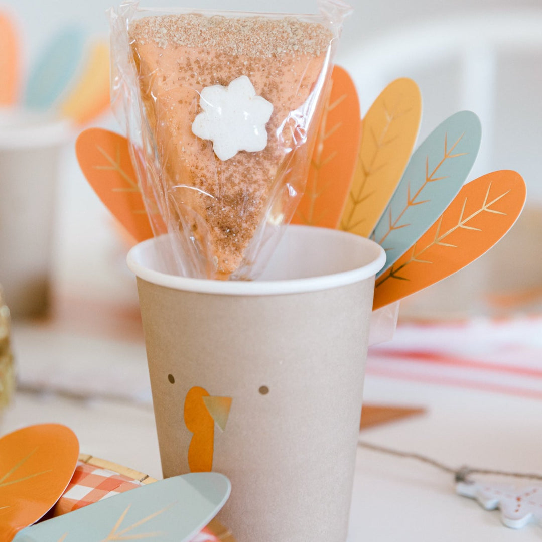 HARVEST TURKEY PAPER PARTY CUPS My Mind’s Eye Thanksgiving Party Supplies Bonjour Fete - Party Supplies