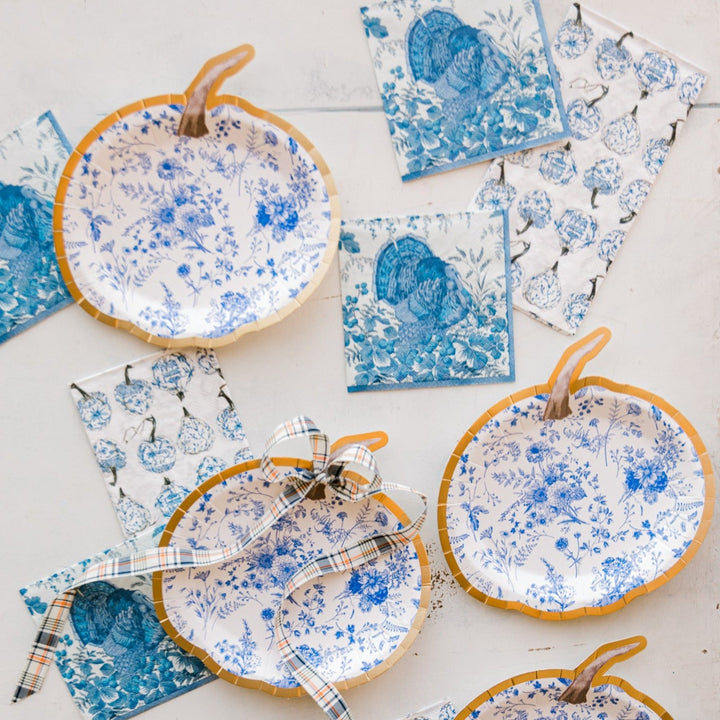 ROYAL CHINOISERIE PUMPKINS PAPER GUEST TOWELS Boston International Thanksgiving Party Supplies Bonjour Fete - Party Supplies