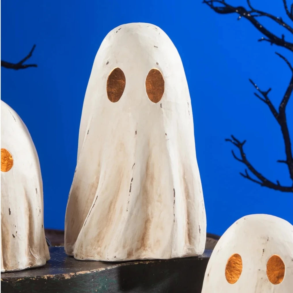 BETHANY LOWE TALL GHOST LUMINARY MEDIUM PAPER MACHE Bethany Lowe Designs Halloween Home Decor Bonjour Fete - Party Supplies