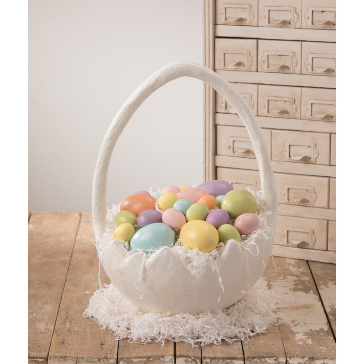 CRACKED EGG BUCKET LARGE PAPER MACHE Bethany Lowe Designs Easter Basket Bonjour Fete - Party Supplies