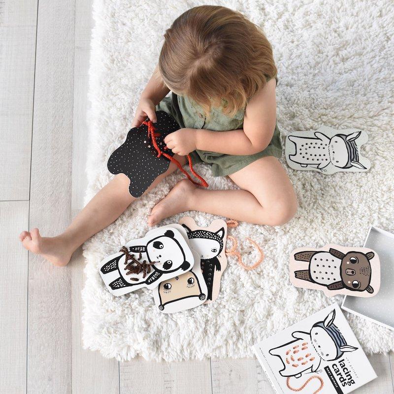 BABY ANIMAL LACING ACTIVITY CARDS BY WEE GALLERY Wee Gallery Baby Bonjour Fete - Party Supplies