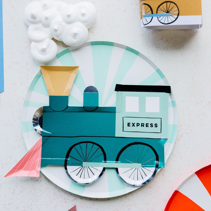 TRAIN THEMED PARTY PLATES Meri Meri Plates Bonjour Fete - Party Supplies