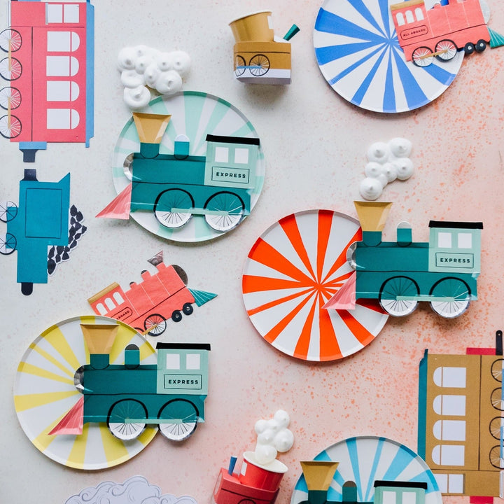 TRAIN THEMED PARTY PLATES Meri Meri Plates Bonjour Fete - Party Supplies