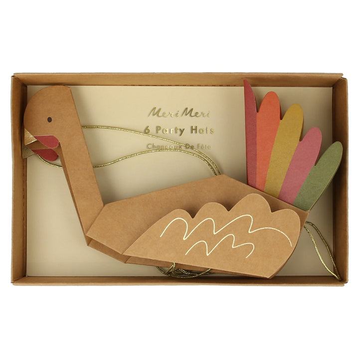THANKSGIVING TURKEY HATS BY MERI MERI Meri Meri Thanksgiving Favors & Crackers Bonjour Fete - Party Supplies