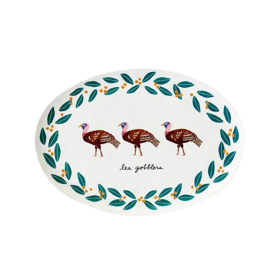 GOBBLER MELAMINE TURKEY PLATTER One Hundred 80 Degrees Thanksgiving Tableware Bonjour Fete - Party Supplies