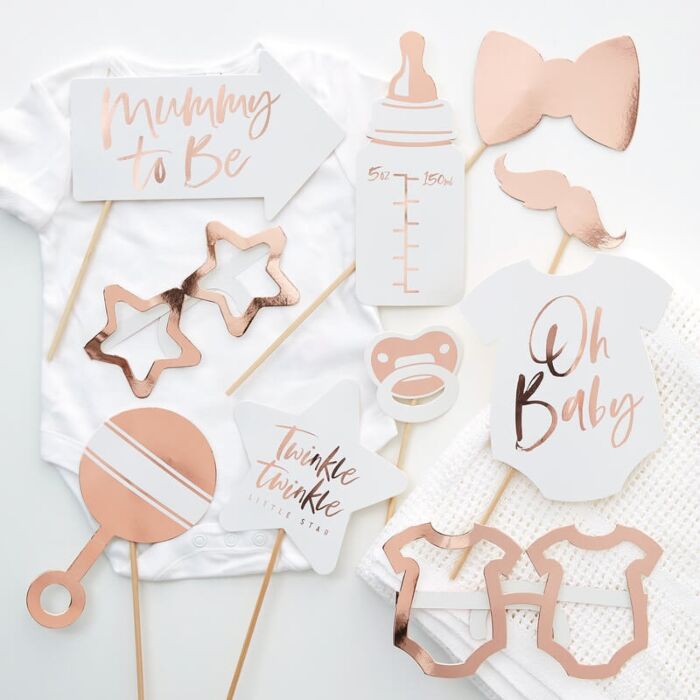 ROSE GOLD BABY SHOWER PHOTO BOOTH PROPS Ginger Ray UK Photo Booth Props Bonjour Fete - Party Supplies