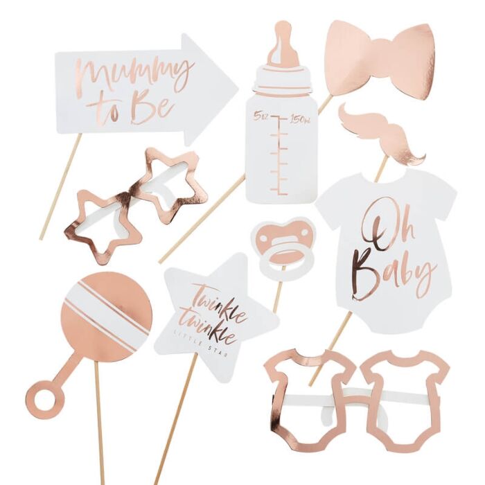 ROSE GOLD BABY SHOWER PHOTO BOOTH PROPS Ginger Ray UK Photo Booth Props Bonjour Fete - Party Supplies