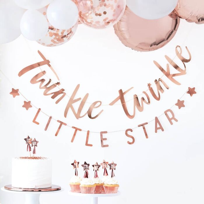 TWINKLE TWINKLE ROSE GOLD BABY SHOWER BUNTING Ginger Ray UK Garlands & Banners Bonjour Fete - Party Supplies