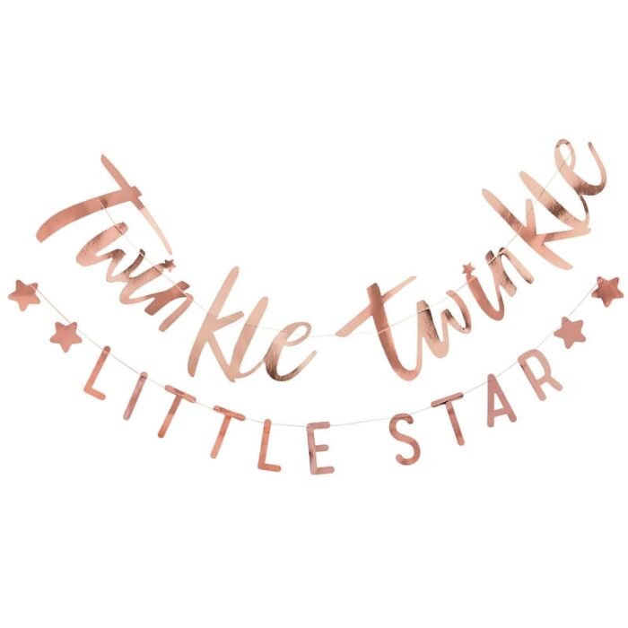 TWINKLE TWINKLE ROSE GOLD BABY SHOWER BUNTING Ginger Ray UK Garlands & Banners Bonjour Fete - Party Supplies