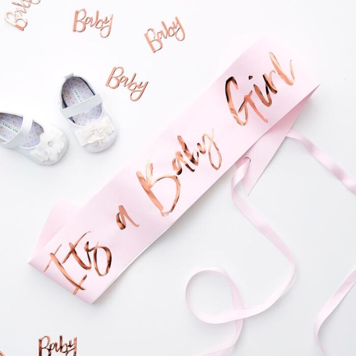 IT'S A BABY GIRL PINK BABY SHOWER SASH Ginger Ray UK Sash Bonjour Fete - Party Supplies