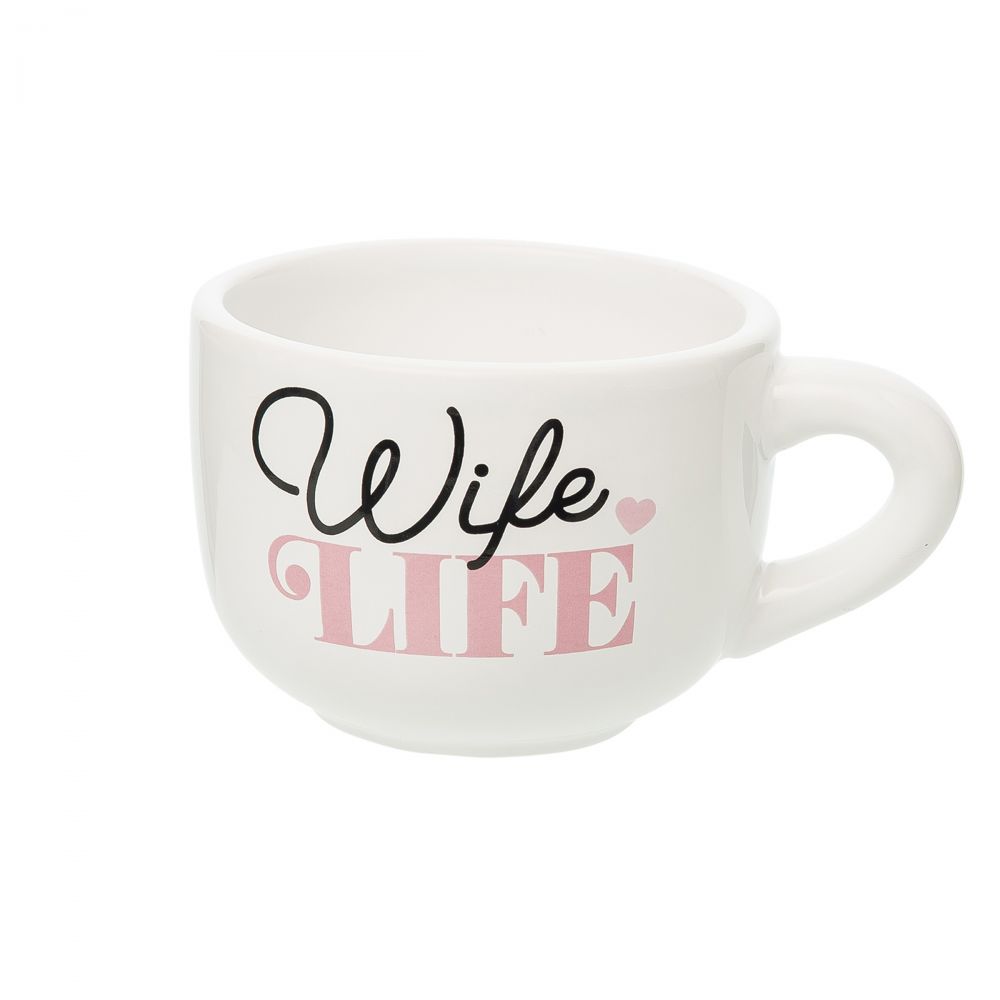 WIFE LIFE WHITE CAPPUCCINO MUG Totalee Gift Mug Bonjour Fete - Party Supplies