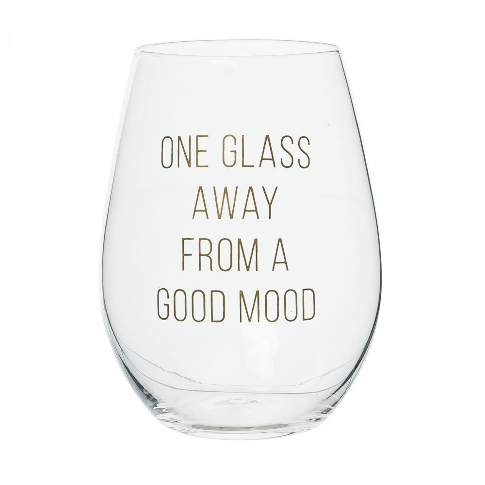 ONE GLASS AWAY FROM A GOOD MOOD Totalee Gift Glassware Bonjour Fete - Party Supplies