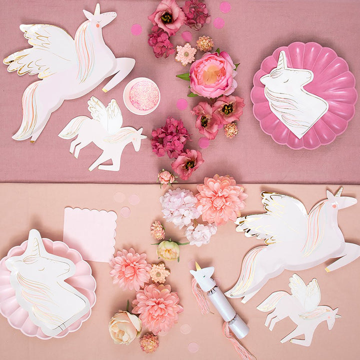 WINGED UNICORN PLATES Meri Meri Plates Bonjour Fete - Party Supplies