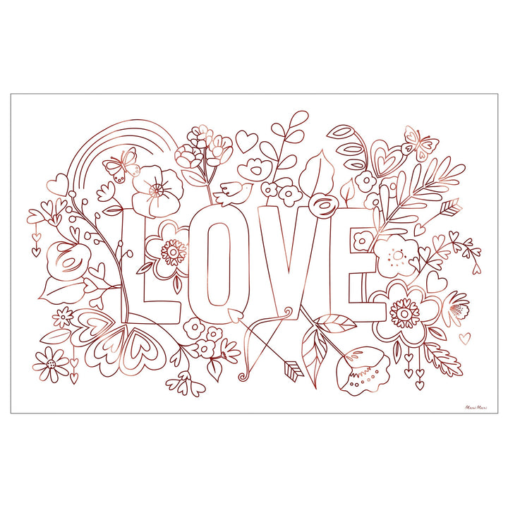 VALENTINE'S DAY COLORING POSTER SET Meri Meri Bonjour Fete - Party Supplies