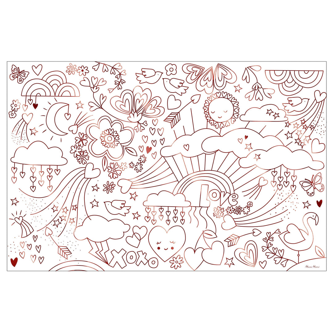 VALENTINE'S DAY COLORING POSTER SET Meri Meri Bonjour Fete - Party Supplies