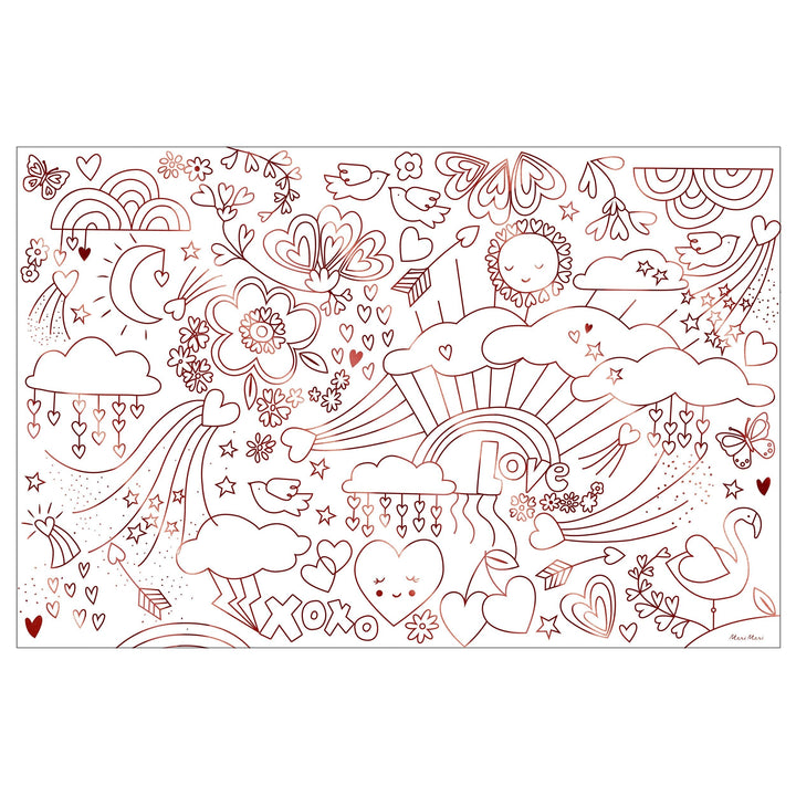 VALENTINE'S DAY COLORING POSTER SET Meri Meri Bonjour Fete - Party Supplies