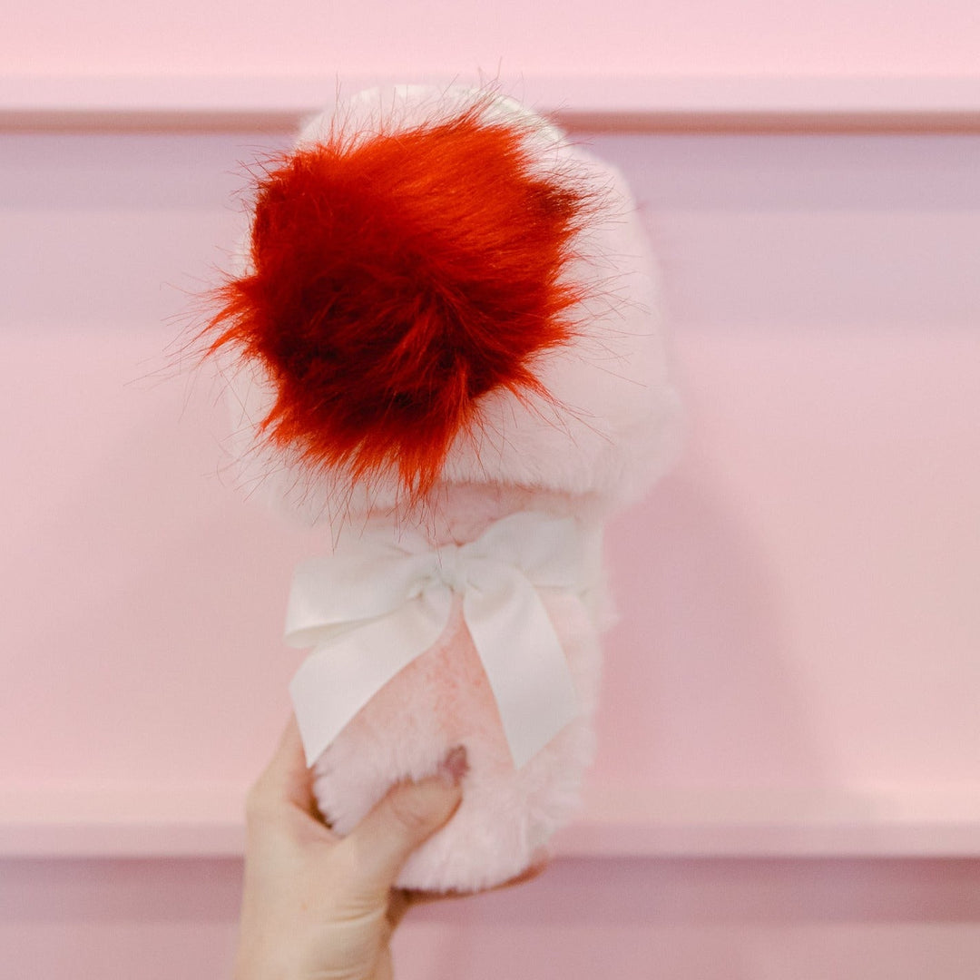 PINK & RED FUR SLIPPERS shiraleah Valentine's Day Accessories Bonjour Fete - Party Supplies