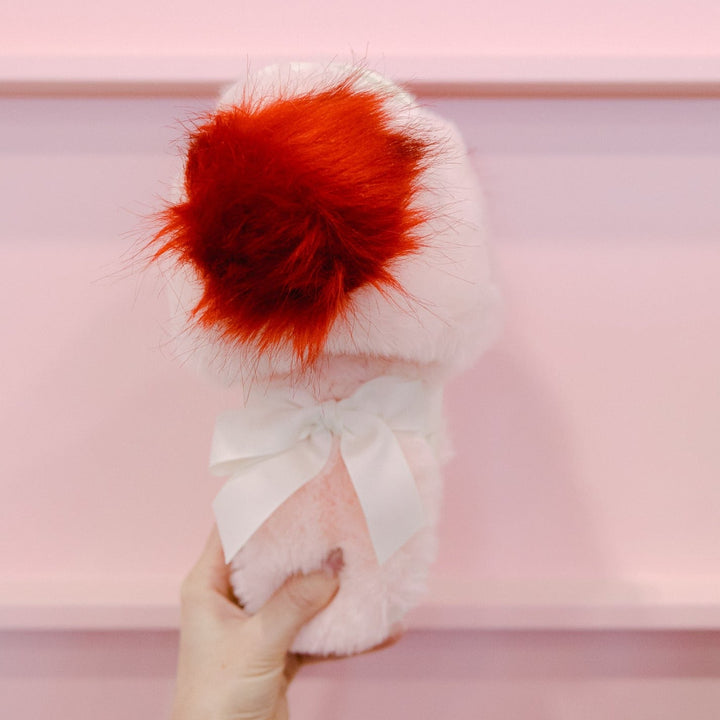 PINK & RED FUR SLIPPERS shiraleah Valentine's Day Accessories Bonjour Fete - Party Supplies