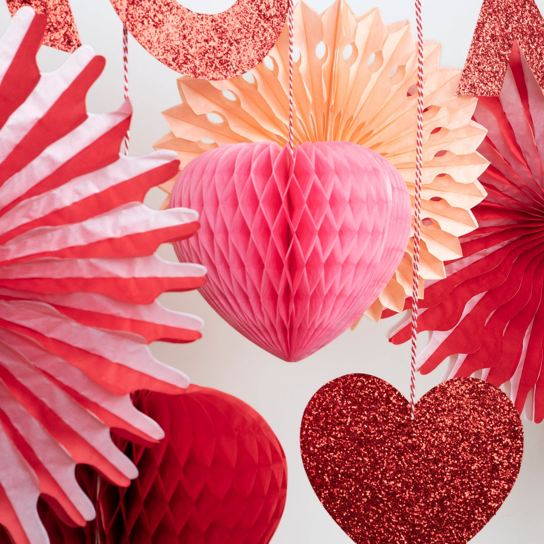 Valentine Heart Tissue Paper Garland, Red Heart Garland, Heart Banner,  Valentine's Day Party Decorations, Kids Valentine Party Ideas 