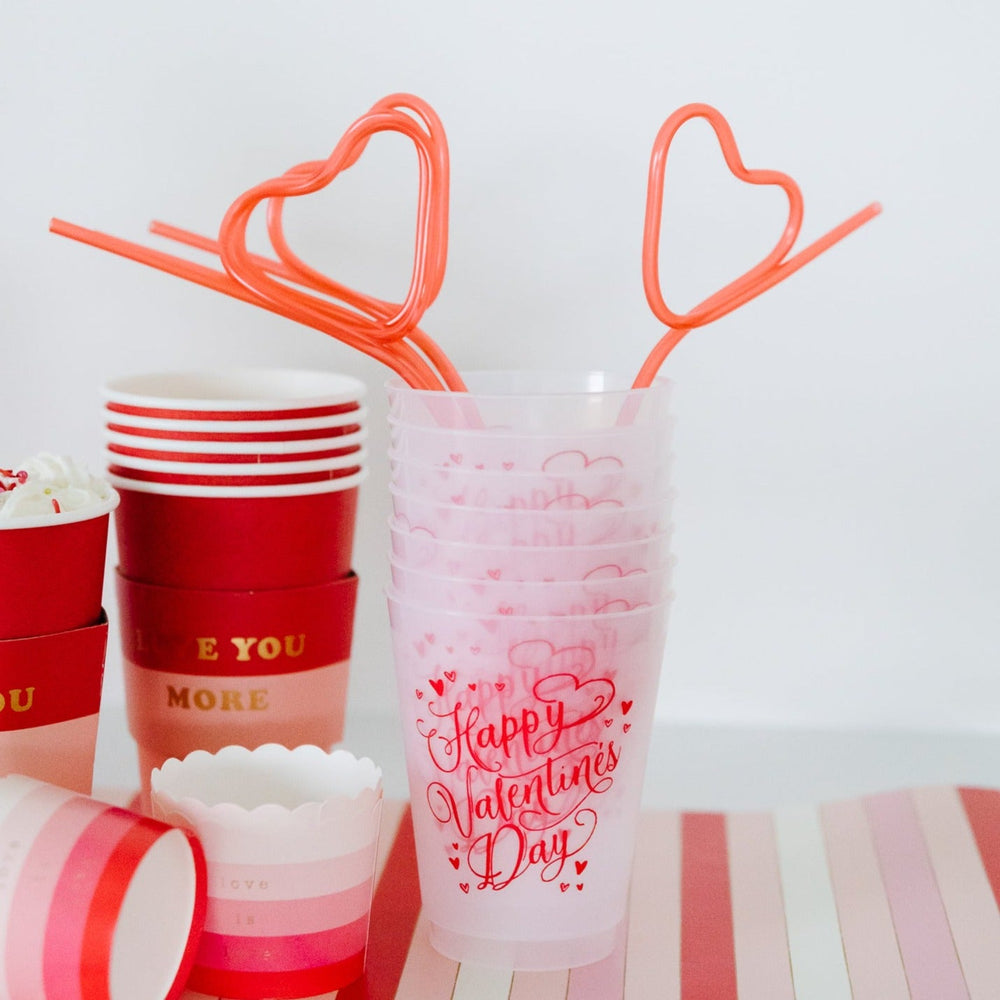 HAPPY VALENTINE'S DAY HEARTS FROST FLEX CUPS Rosanne Beck Collections Valentine's Day Tableware Bonjour Fete - Party Supplies