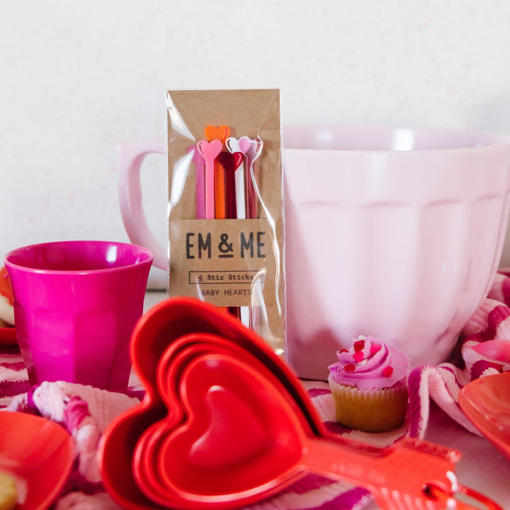 BABY HEARTS STIR STICKS Em And Me Studio Drinkware & Bar Bonjour Fete - Party Supplies