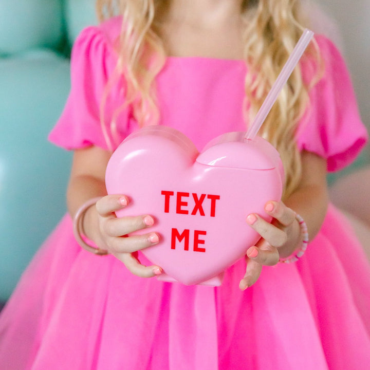 CONVERSATION HEART DRINK TUMBLERS Blush Valentine's Day Tableware Bonjour Fete - Party Supplies
