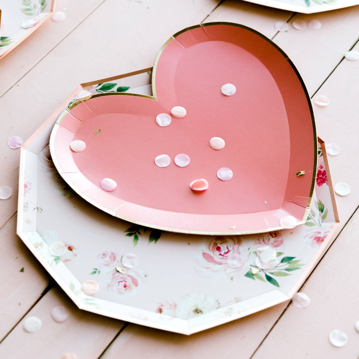 PINK HEART PLATES - SMALL Meri Meri Plates Bonjour Fete - Party Supplies