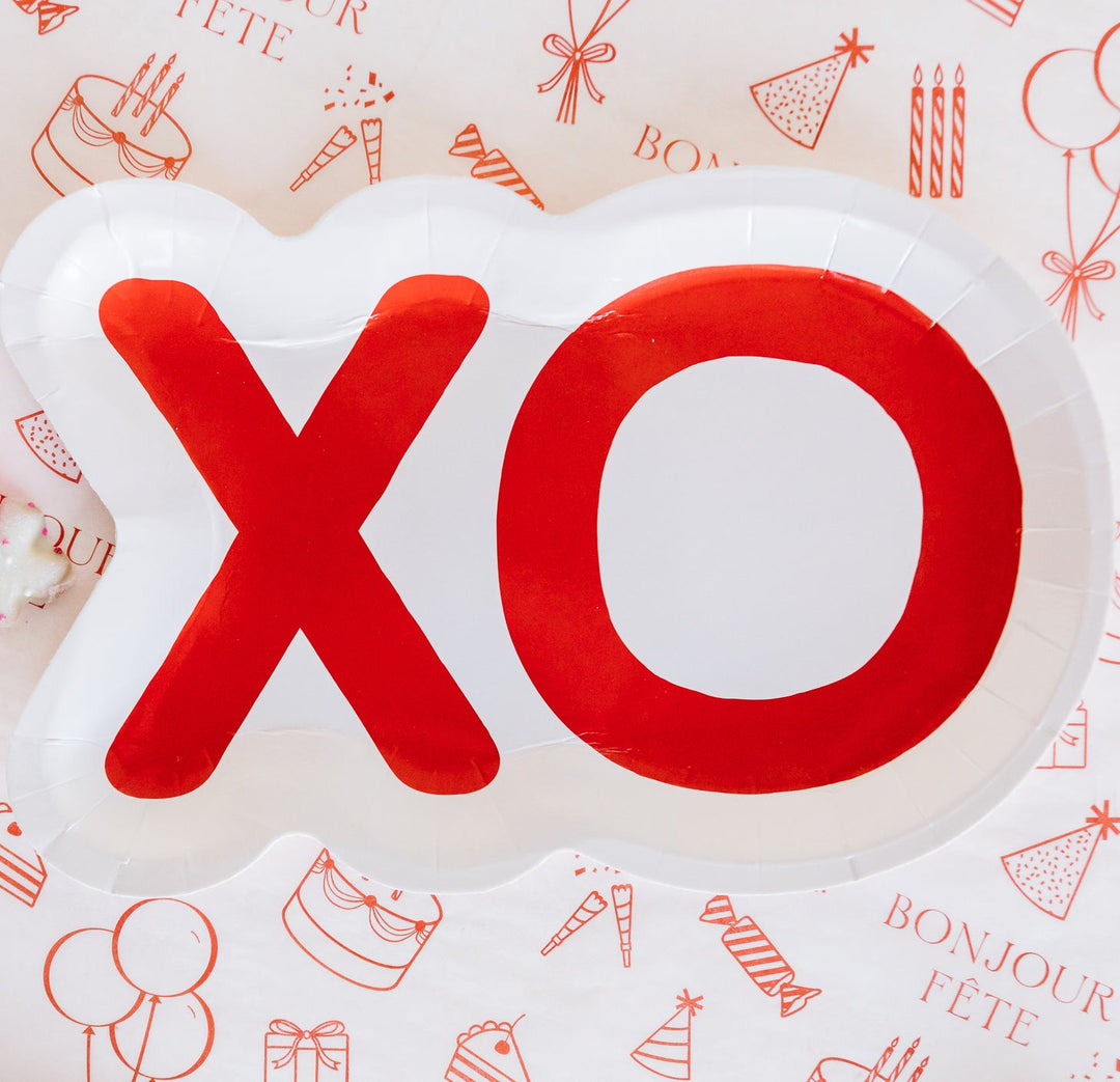 XOXO SHAPED PARTY PLATES My Mind’s Eye Plates Bonjour Fete - Party Supplies