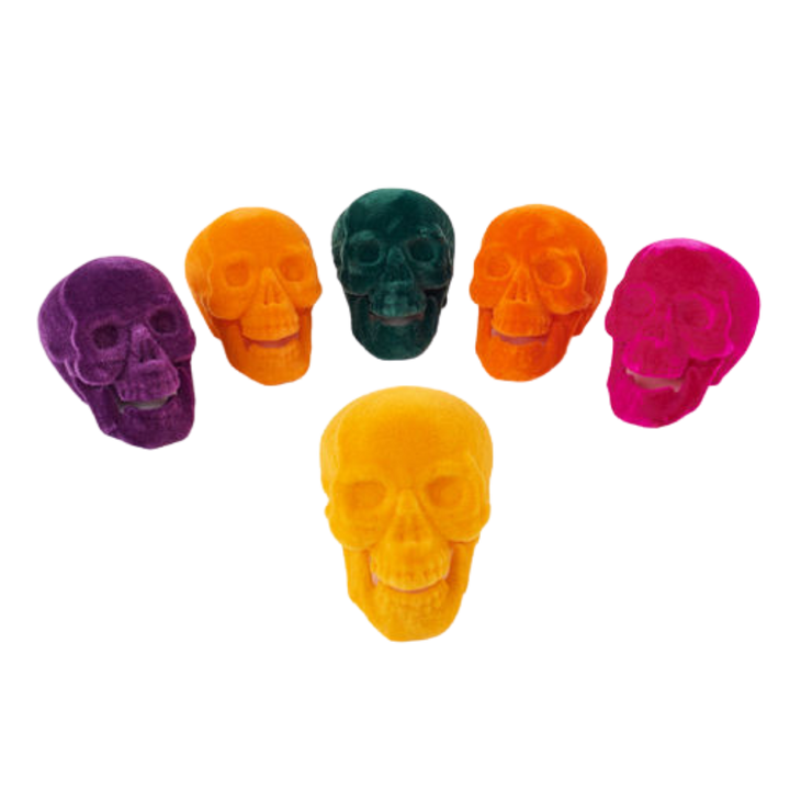HALLOWEEN FLOCKED SKULL One Hundred 80 Degrees Halloween Home Bonjour Fete - Party Supplies