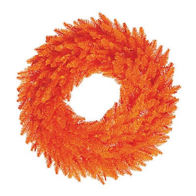 ORANGE FIR WREATH Fun Express Christmas Holiday Party Decorations Bonjour Fete - Party Supplies