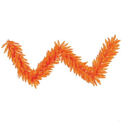 ORANGE FIR GARLAND WITH LIGHTS Fun Express Halloween Party Decorations Bonjour Fete - Party Supplies