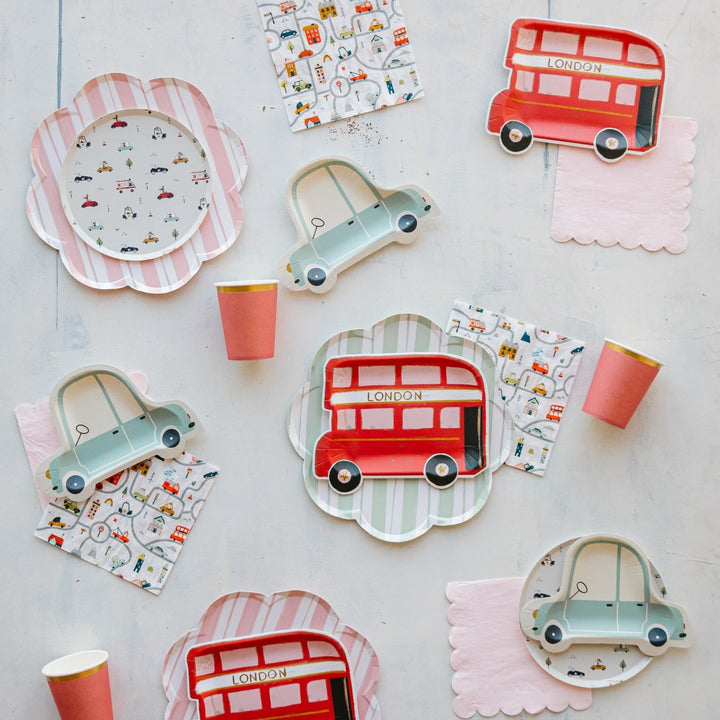LONDON DOUBLE DECKER BUS DESSERT PLATES Josi James Plates Bonjour Fete - Party Supplies